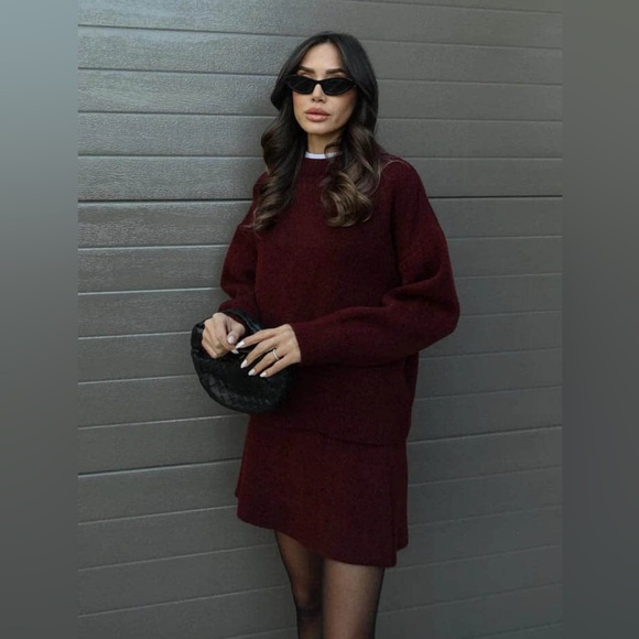 Burgundy Knit Set - Picture 1 of 7